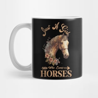 Vintage Retro Just A Girl Who Loves Horses Mug